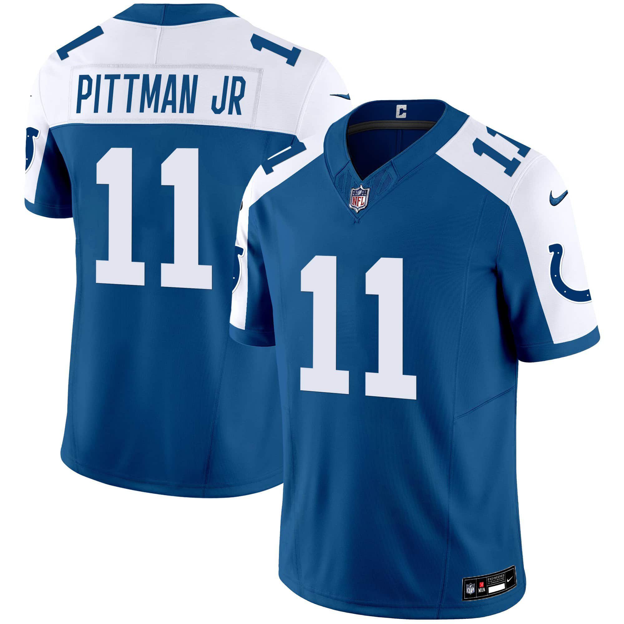 Men Indianapolis Colts #11 Pittman jr Blue 2024 Nike Vapor Limited NFL Jersey->customized nfl jersey->Custom Jersey
